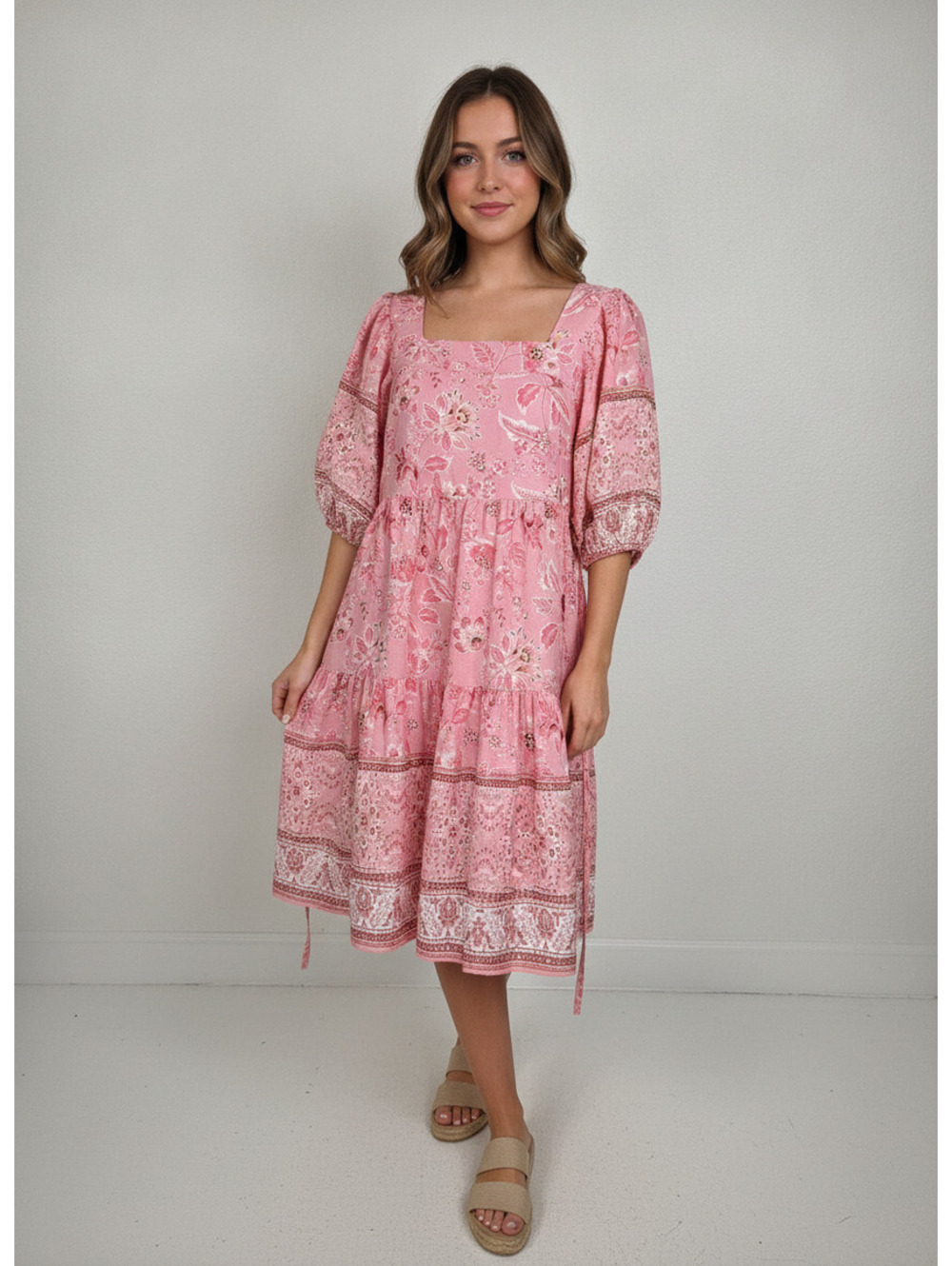 Anthropologie Band of Gypsies Pink Floral Dress XS